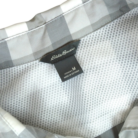 Eddie Bauer Nylon Blend Side Vent Roll Tab Sleeve Button Down Checkered Shirt - Picture 2 of 10
